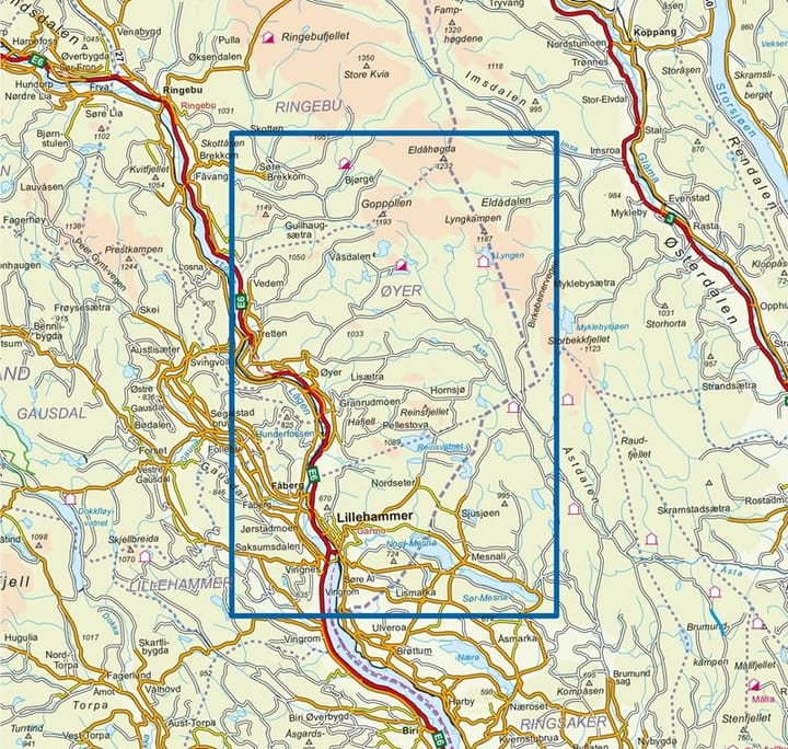 Nordeca Øyer - Lillehammer 1:50 000 Turkart Ugland IT
