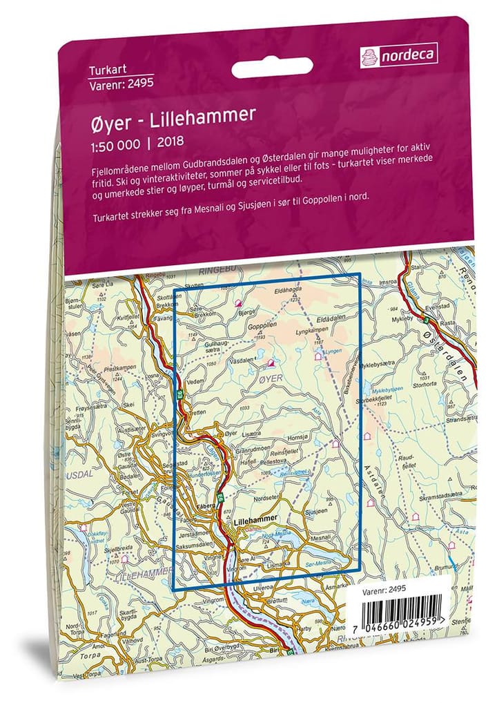 Nordeca Øyer - Lillehammer 1:50 000 Turkart Ugland IT