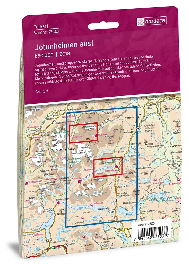 Nordeca Jotunheimen Aust 1:50.000 DNT Turkart Ugland IT