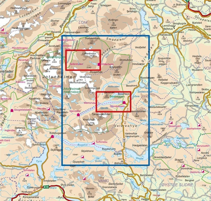 Nordeca Jotunheimen Aust 1:50.000 DNT Turkart Ugland IT