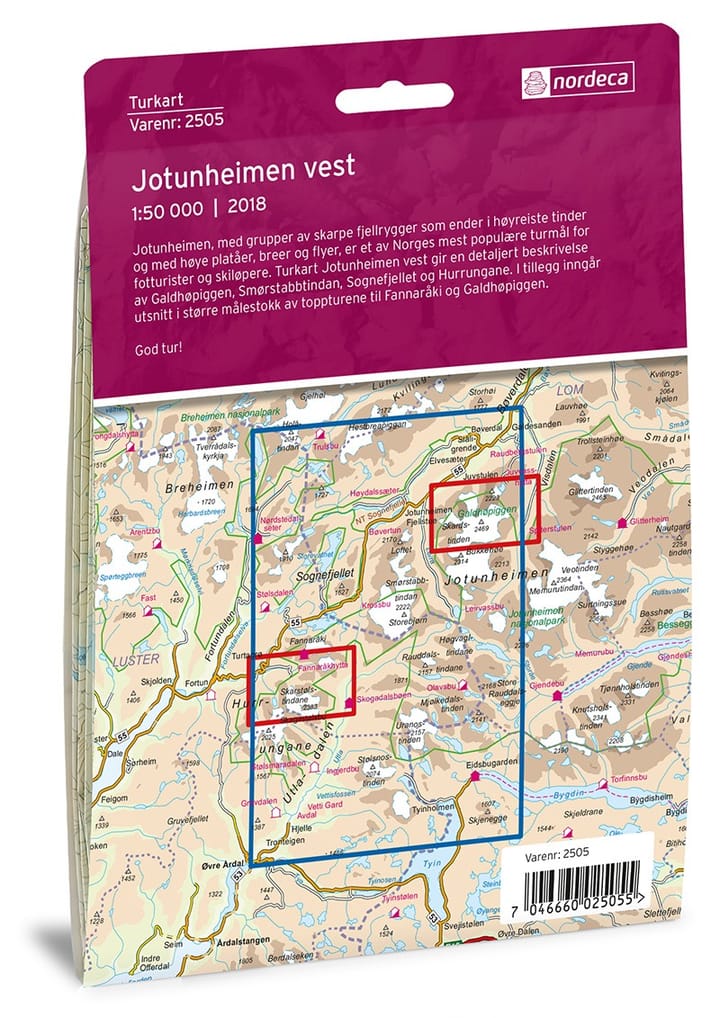 Nordeca Jotunheimen Vest 1:50.000 DNT Turkart Ugland IT