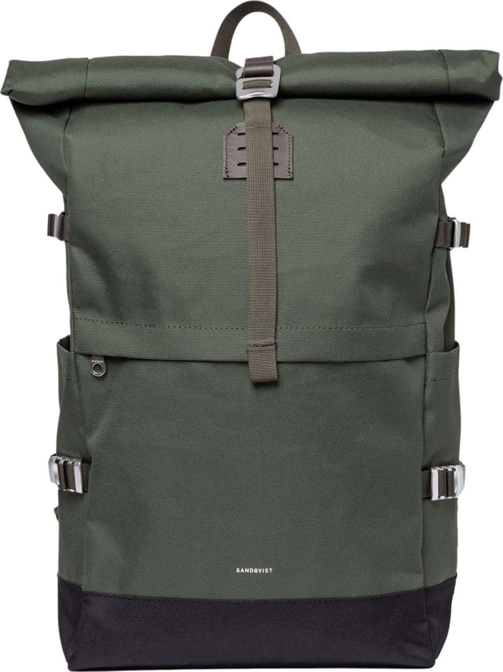 Sandqvist Icon Rolltop Backpack L Dawn Green With Dark Brown Leather Sandqvist