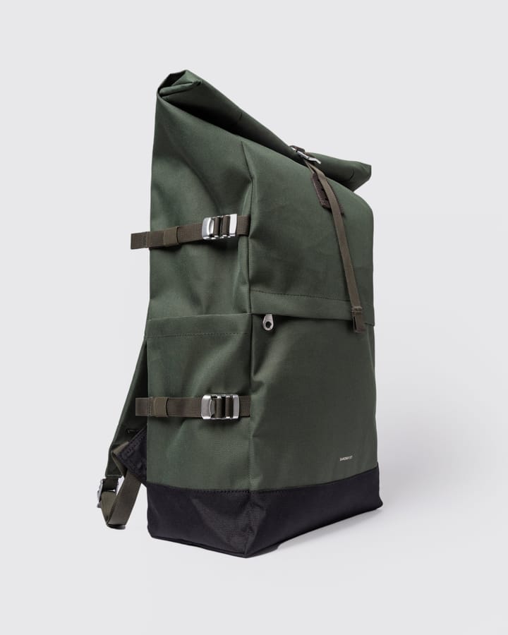 Sandqvist Icon Rolltop Backpack L Dawn Green With Dark Brown Leather Sandqvist