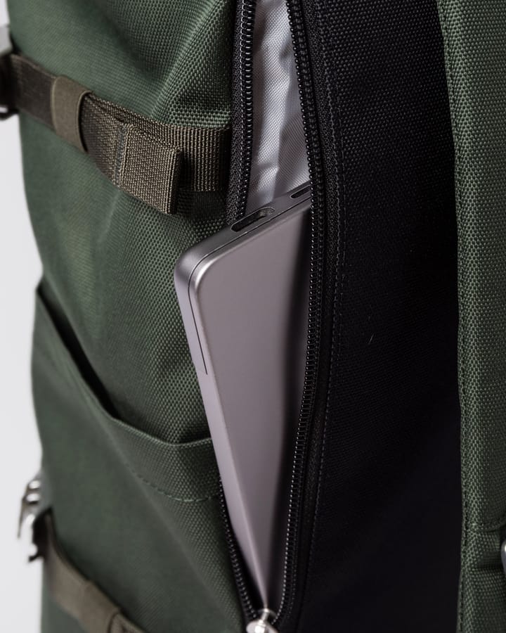 Sandqvist Icon Rolltop Backpack L Dawn Green With Dark Brown Leather Sandqvist