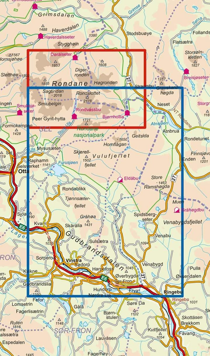 Nordeca Rondane Sør 1:50 000 Turkart Ugland IT