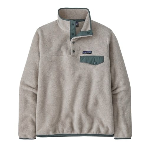 Patagonia Women's Lightweight Synchilla Snap-T Fleece Pullover Oatmeal Heather w/Nouveau Green Patagonia