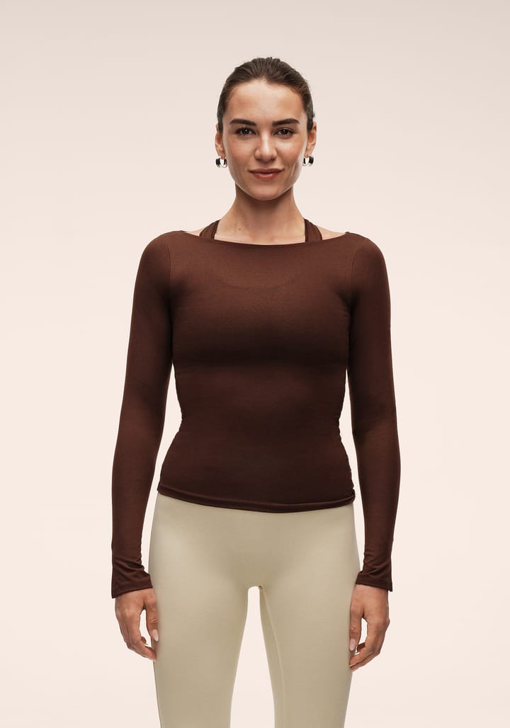 Casall Women's Delight Drapey Long Sleeve Dark Brown Casall