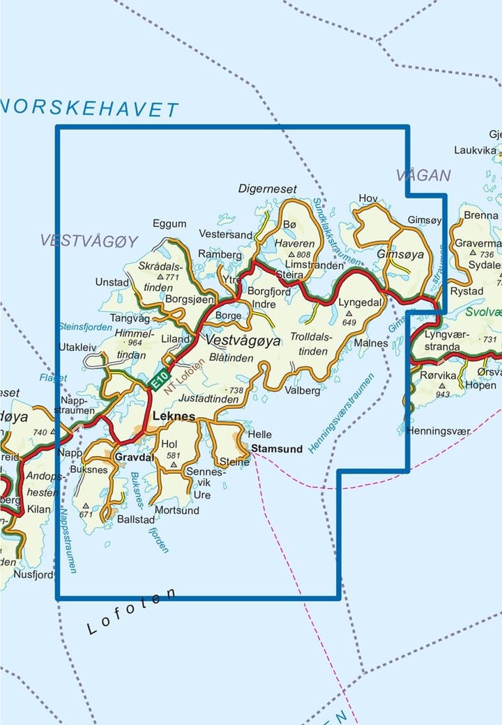 Nordeca Vestvågøy 1:50 000 Turkart Ugland IT