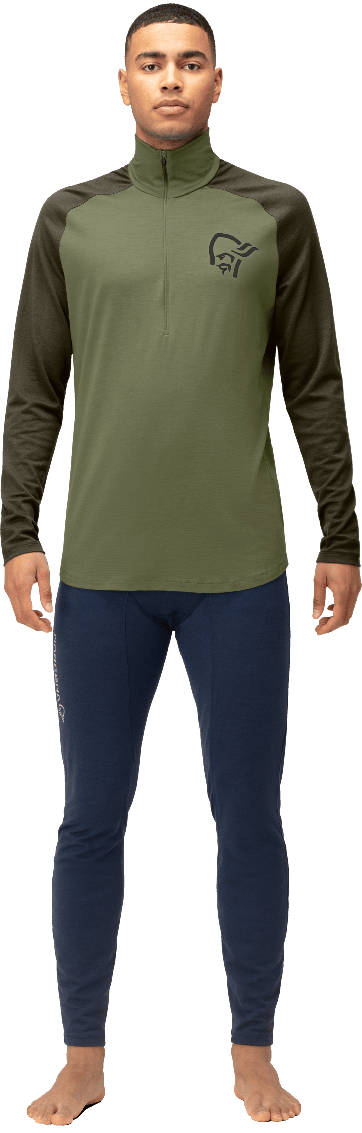 Norrøna Men's Femund pureUll Zip Neck Loden Green Norrøna