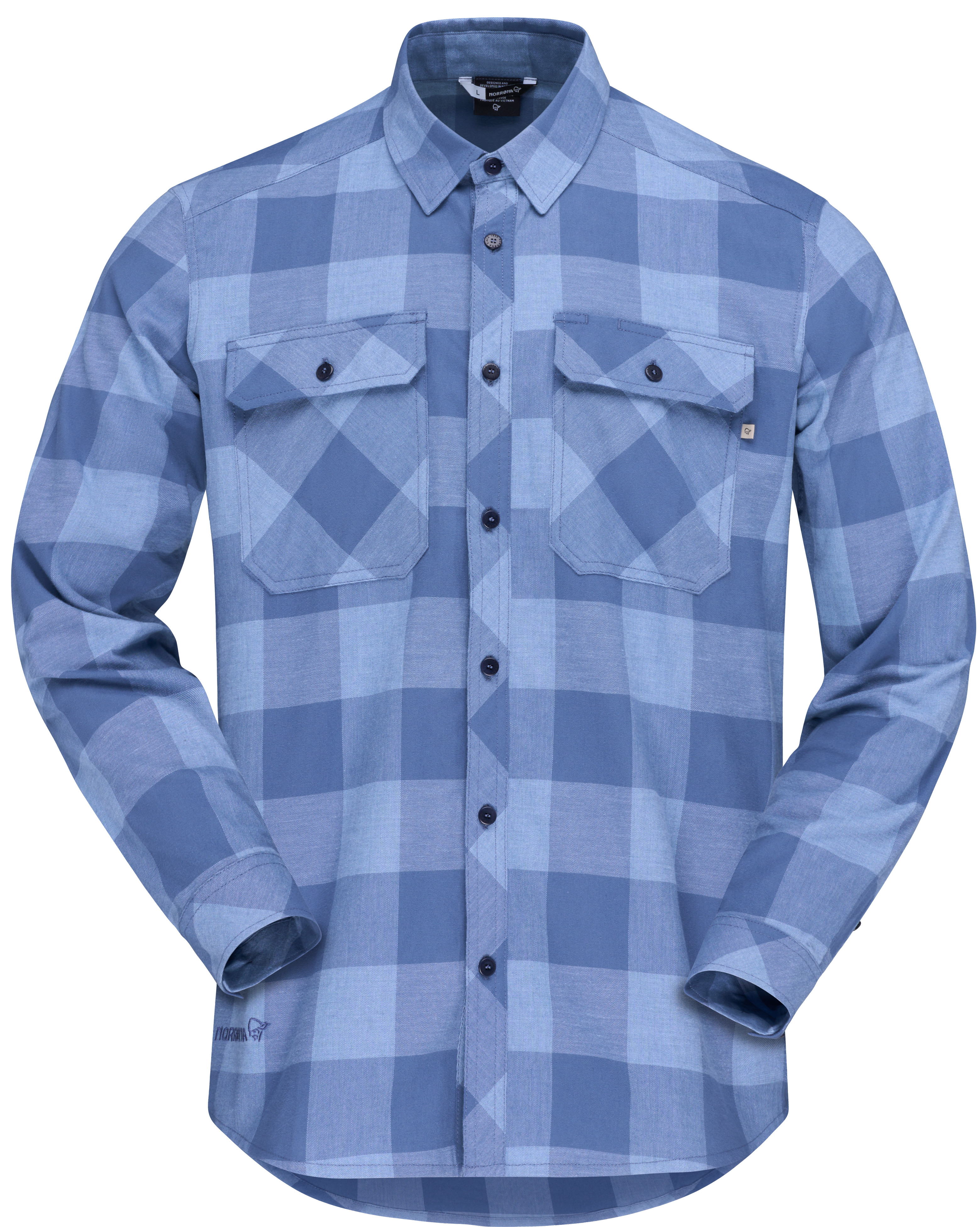 Norrøna Men's Femund Flannel Lightweight Shirt Frozen Fjord Pitkähihaiset kauluspaidat S