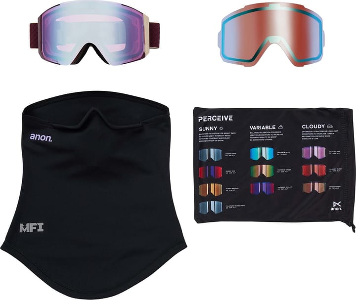 Anon Sync Goggles + Bonus Lens + MFI Face Mask Dchry/Perceive Cloudy Pink Anon