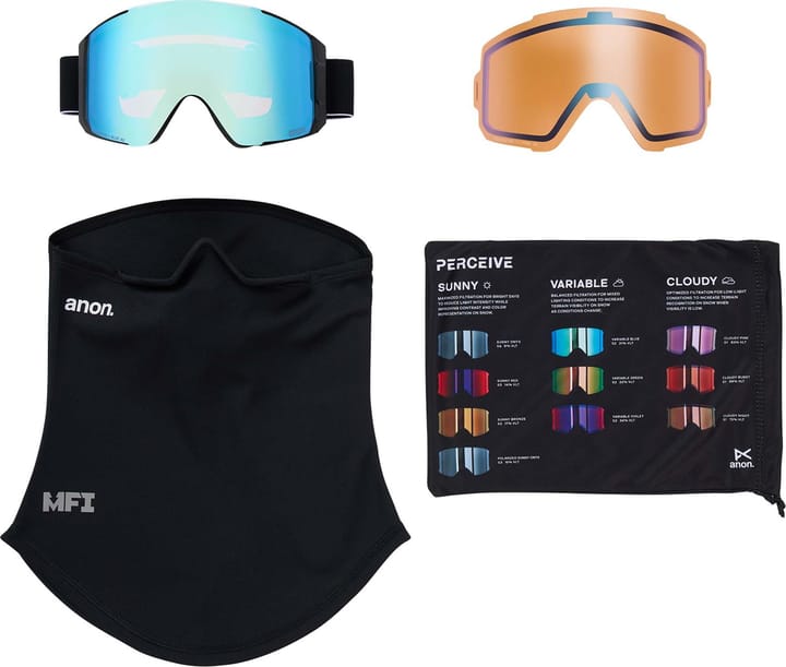 Anon Sync Goggles + Bonus Lens + MFI Face Mask Black/Perceive Variable Blue Anon