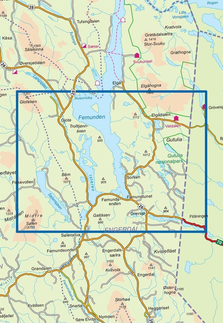 Nordeca Femunden Sør 1:50 000 Turkart Ugland IT