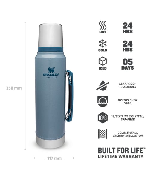 Stanley Termos Classic Vacuum Bottle Hammertone Ice 1L Stanley Stanley Termos Classic Vacuum Bottle Hammertone Ice 1L Stanley