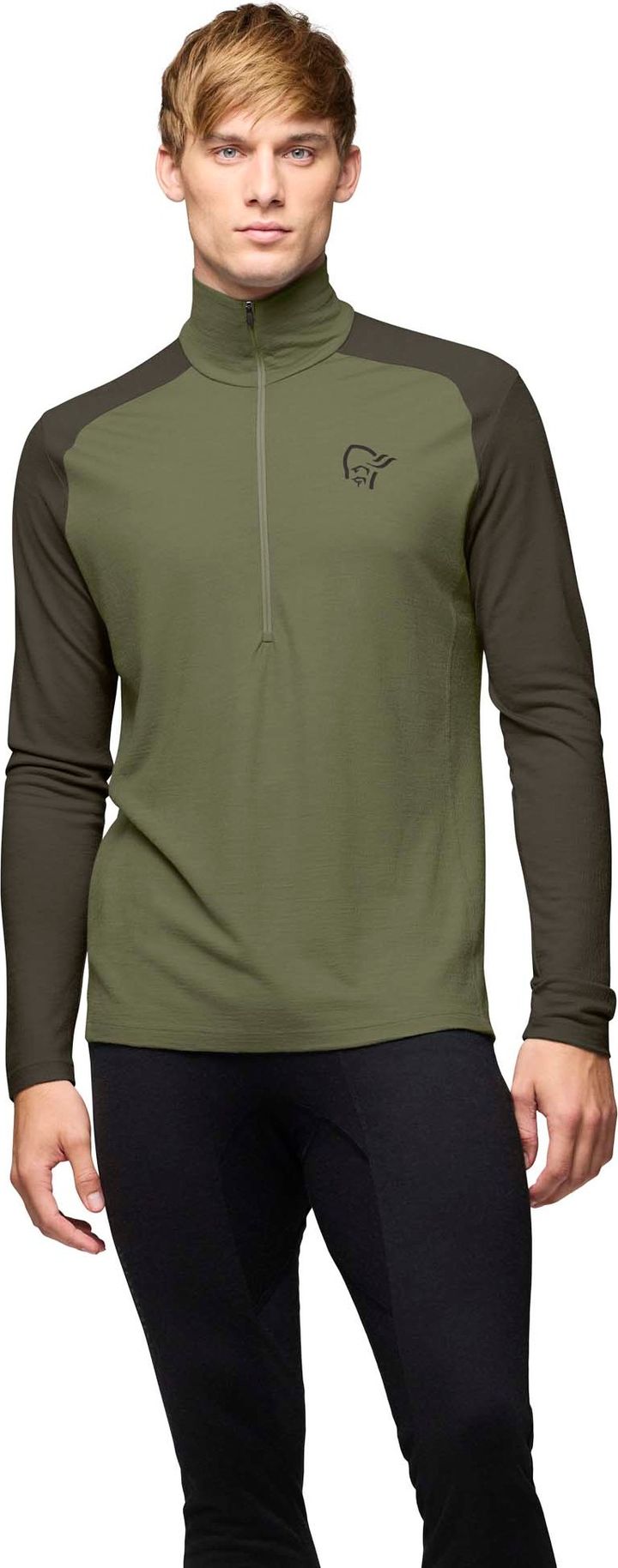 Norrøna Men's Femund PureUll Zip Neck Loden Green Norrøna