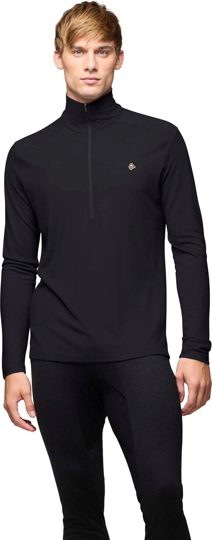 Norrøna Men's Femund PureUll Zip Neck Caviar Black Norrøna