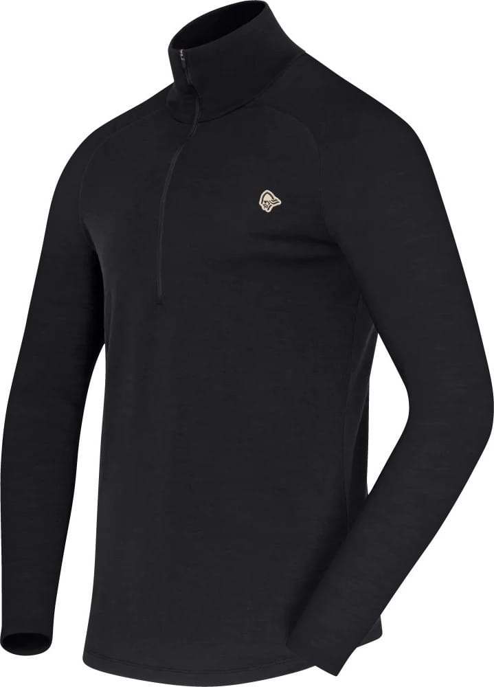 Norrøna Men's Femund PureUll Zip Neck Caviar Black Norrøna