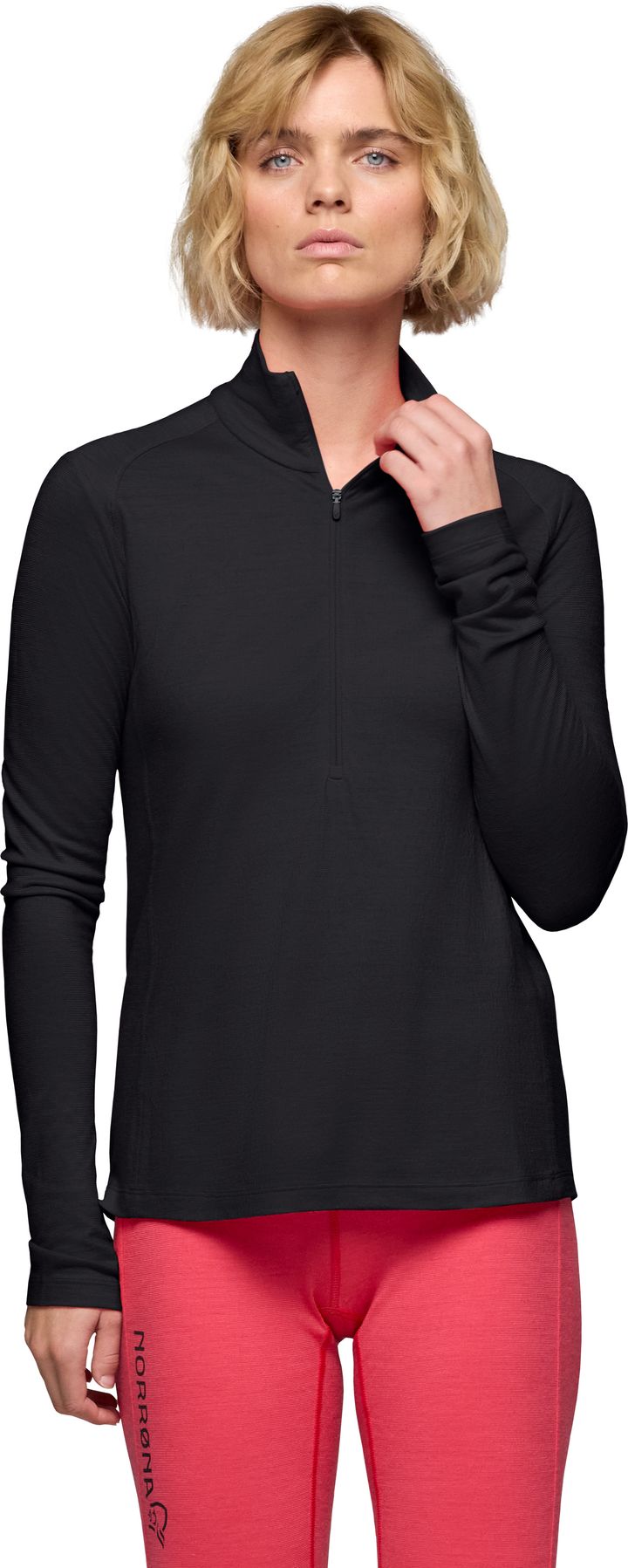 Norrøna Women's Femund PureUll Zip Neck Caviar Black Norrøna