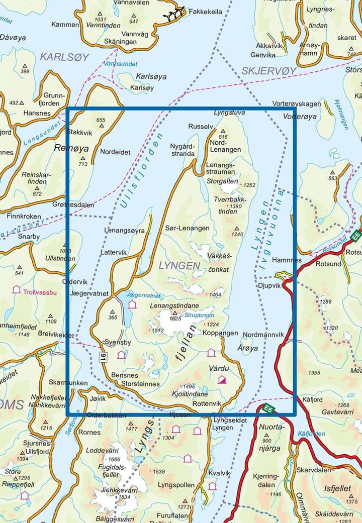 Nordeca Lyngenhalvøya Nord 1:50 000 Turkart Ugland IT