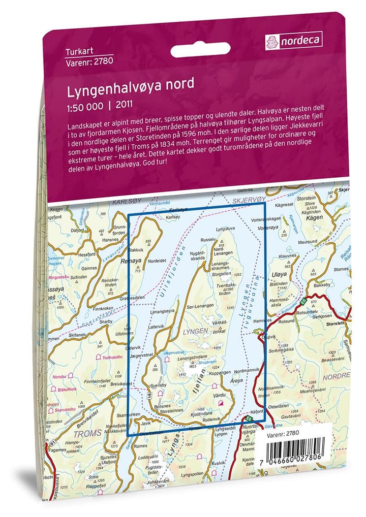 Nordeca Lyngenhalvøya Nord 1:50 000 Turkart Ugland IT