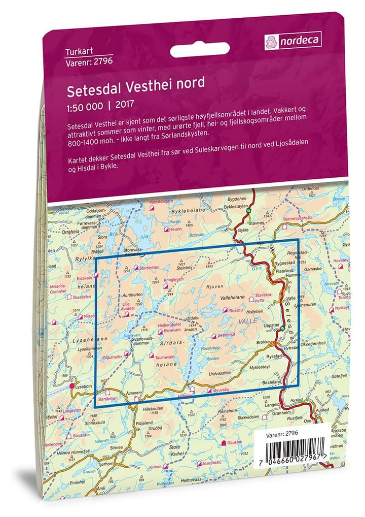 Nordeca Setesdal Vesthei Nord 1:50 000 Turkart Ugland IT