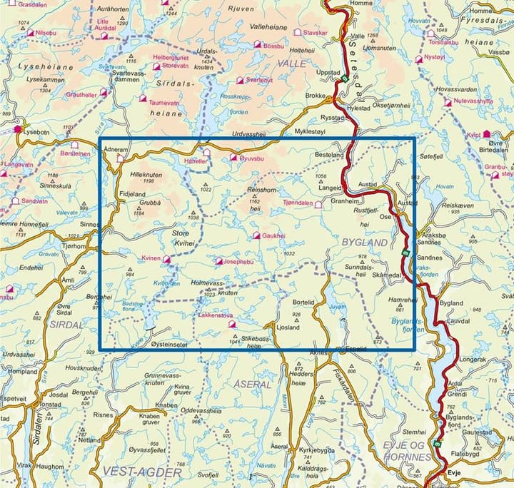 Nordeca Setesdal Vesthei Sør 1:50 000 Turkart Ugland IT