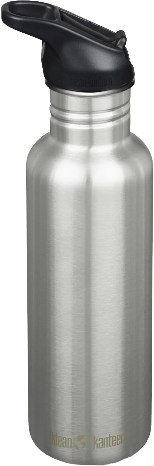 Klean Kanteen Classic 800 ml (W/ Flip Seal Sport Cap and Straw) Brushed Stainless
