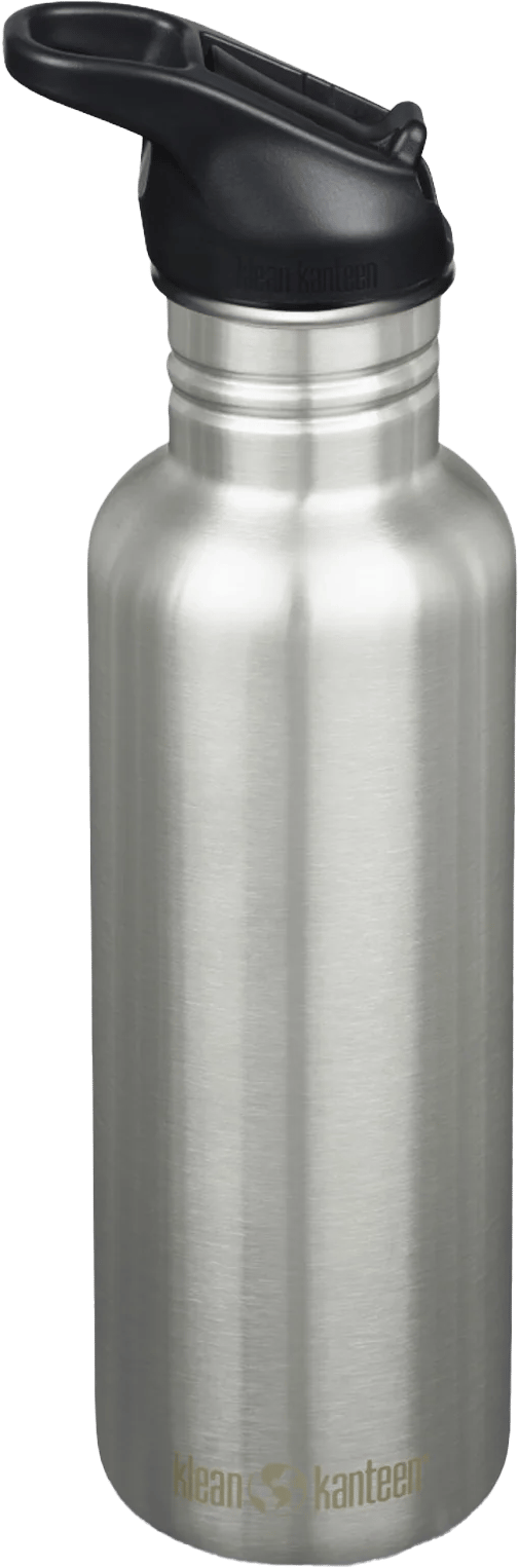 Klean Kanteen Classic 800 ml (W/ Flip Seal Sport Cap and Straw) Brushed Stainless