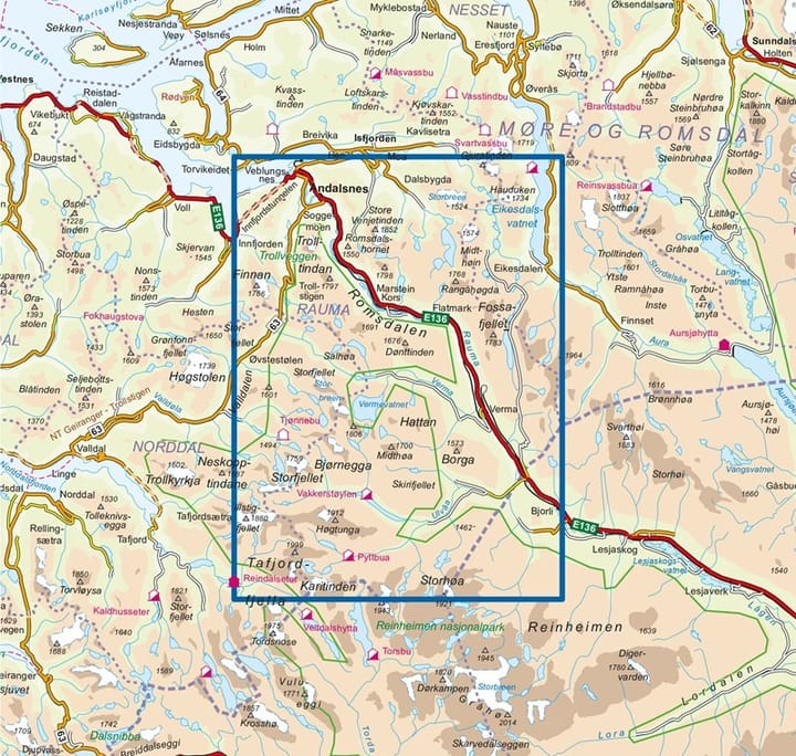 Nordeca Romsdalsfjella Sør 1:50 000 Turkart Ugland IT