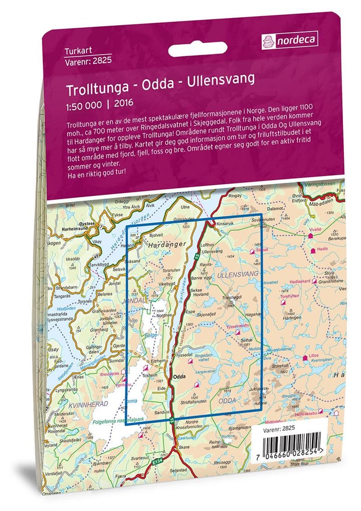 Nordeca Trolltunga, Odda - Ullensvang 1:50 000 Turkart Ugland IT