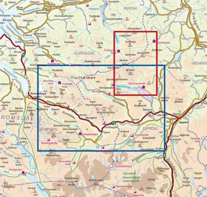 Nordeca Trollheimen Sør 1:50 000 Turkart Ugland IT