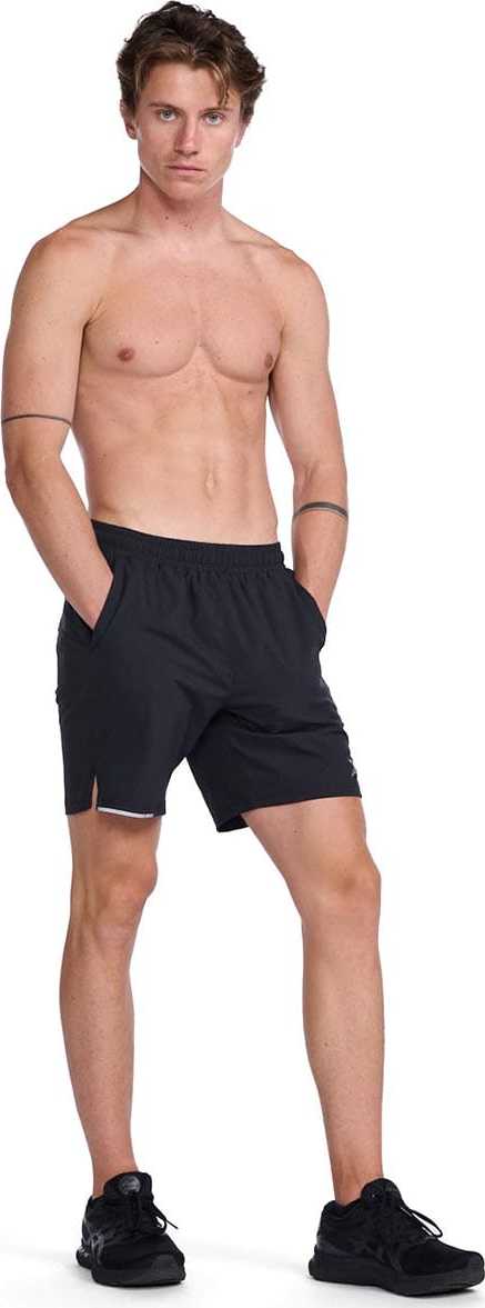 2XU Men's Aero 7 Inch Shorts Black/Silver Reflective 2XU