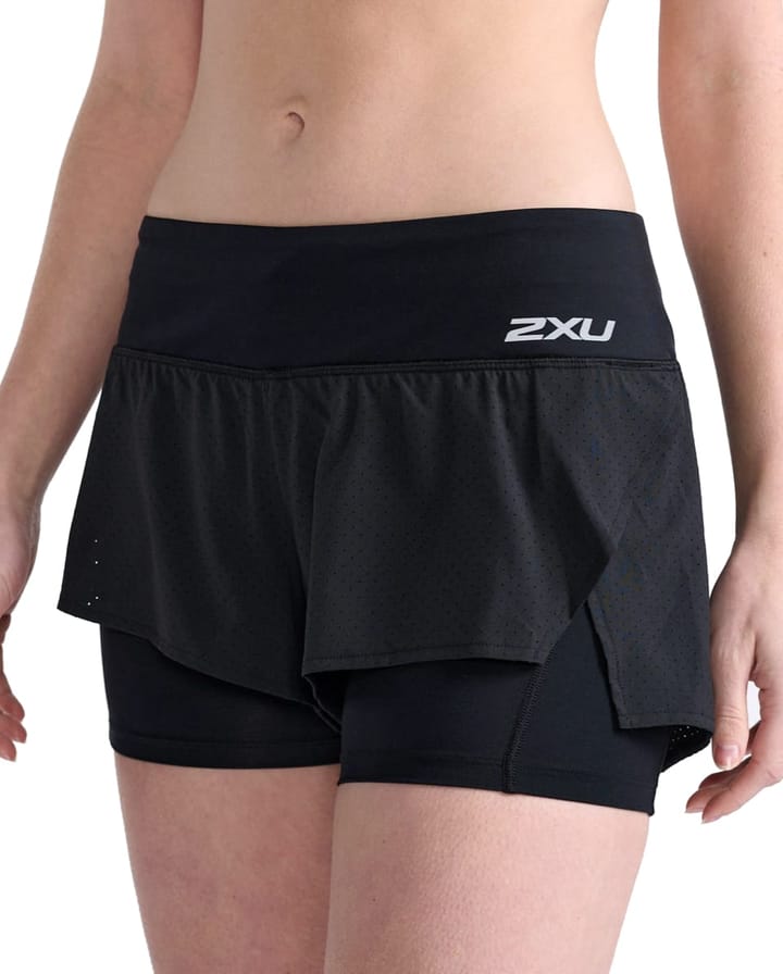 2XU W's Aero 2-In-1 4 Inch Shorts Black/Silver Reflective 2XU