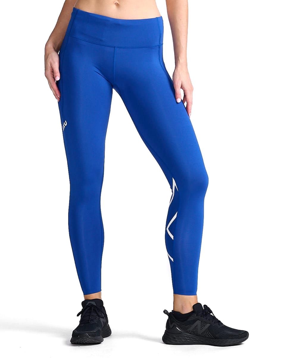 2XU W Aero Mid-Rise Comp Tights Surf/White Reflective