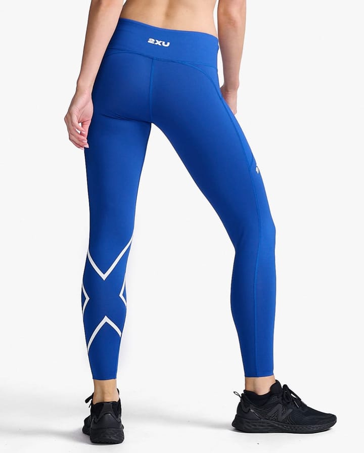 2XU Women's Aero Mid-Rise Comp Tights Surf/White Reflective 2XU