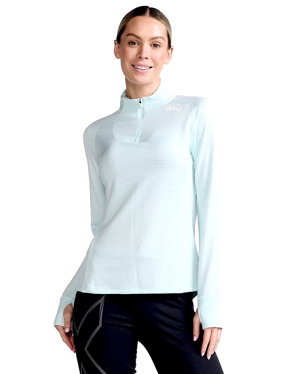 2XU W Ignition 1/4 Zip Glacier/White Reflective
