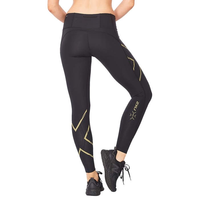 Women's Light Speed Mid-Rise Compression Tights BLACK/GOLD REFLECTIVE 2XU