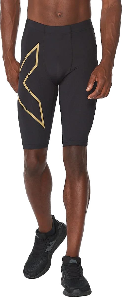 Men's MCS Run Compression Shorts Black/Gold Reflective 2XU