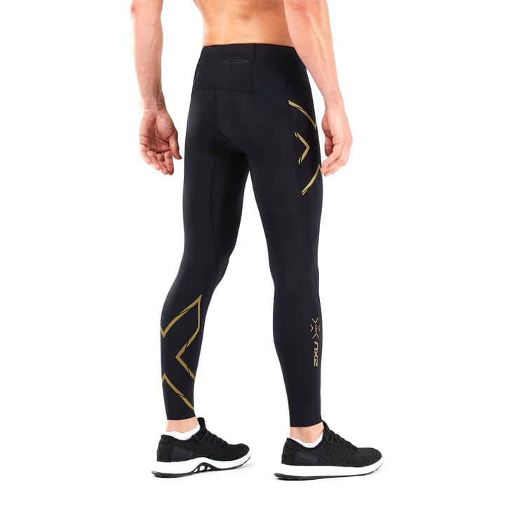 2XU Men's MCS Run Compression Tights Black/Gold Reflective 2XU