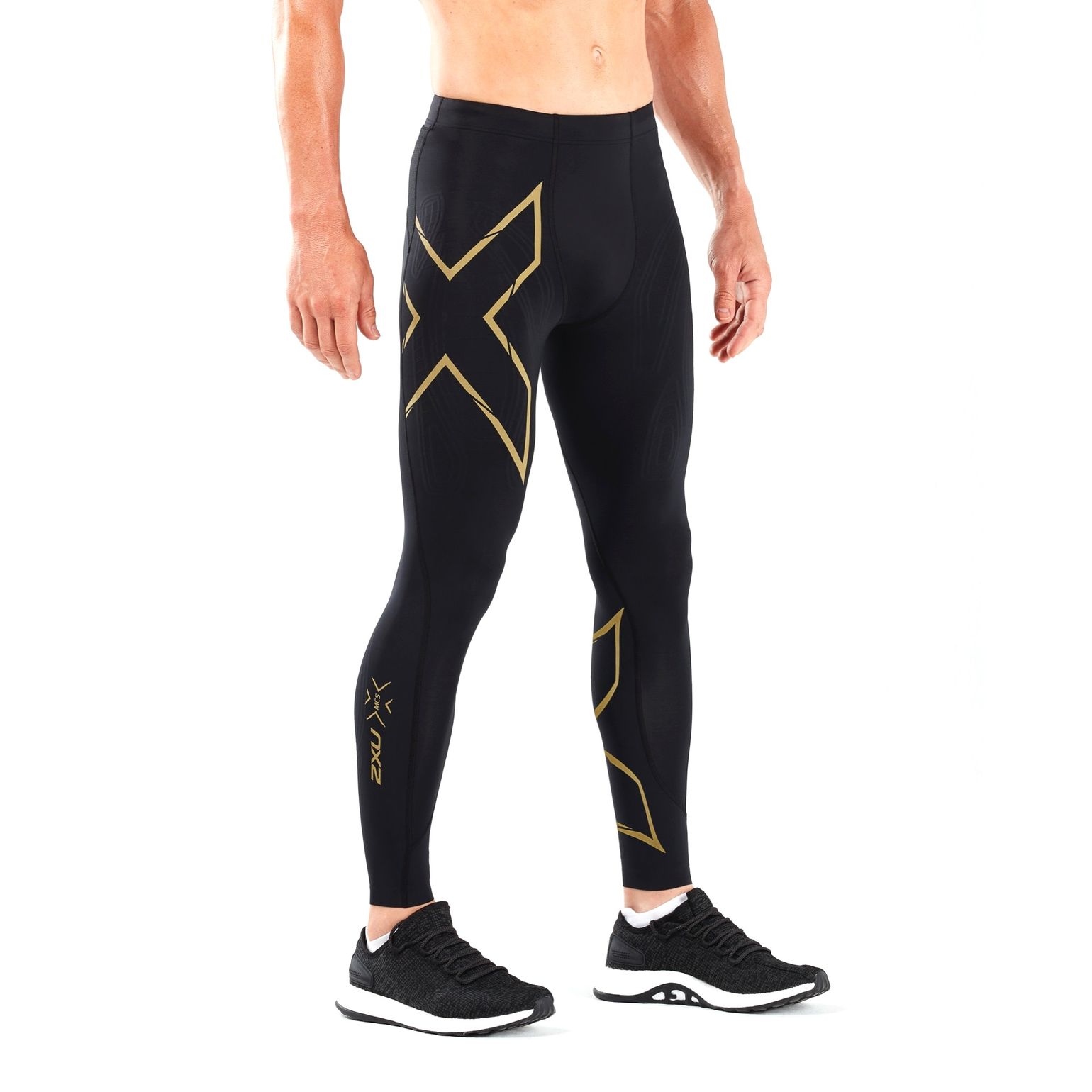 2XU Men's MCS Run Compression Tights Black/Gold Reflective