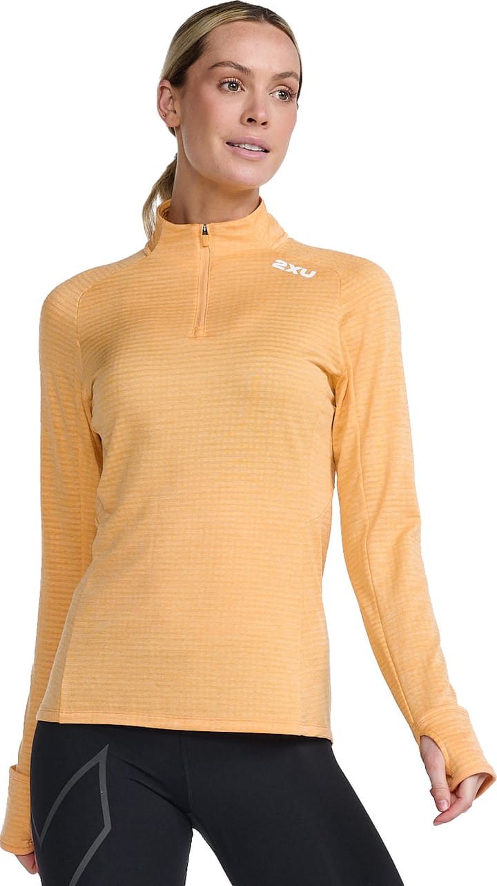 2XU Women's Ignition 1/4 Zip Peach/White Reflective 2XU