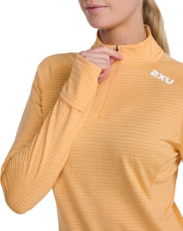 2XU Women's Ignition 1/4 Zip Peach/White Reflective 2XU