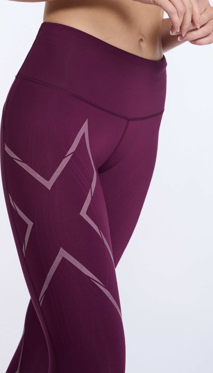 Women's Light Speed Mid-Rise Compression Tights BEET/BEET REFLECTIVE 2XU