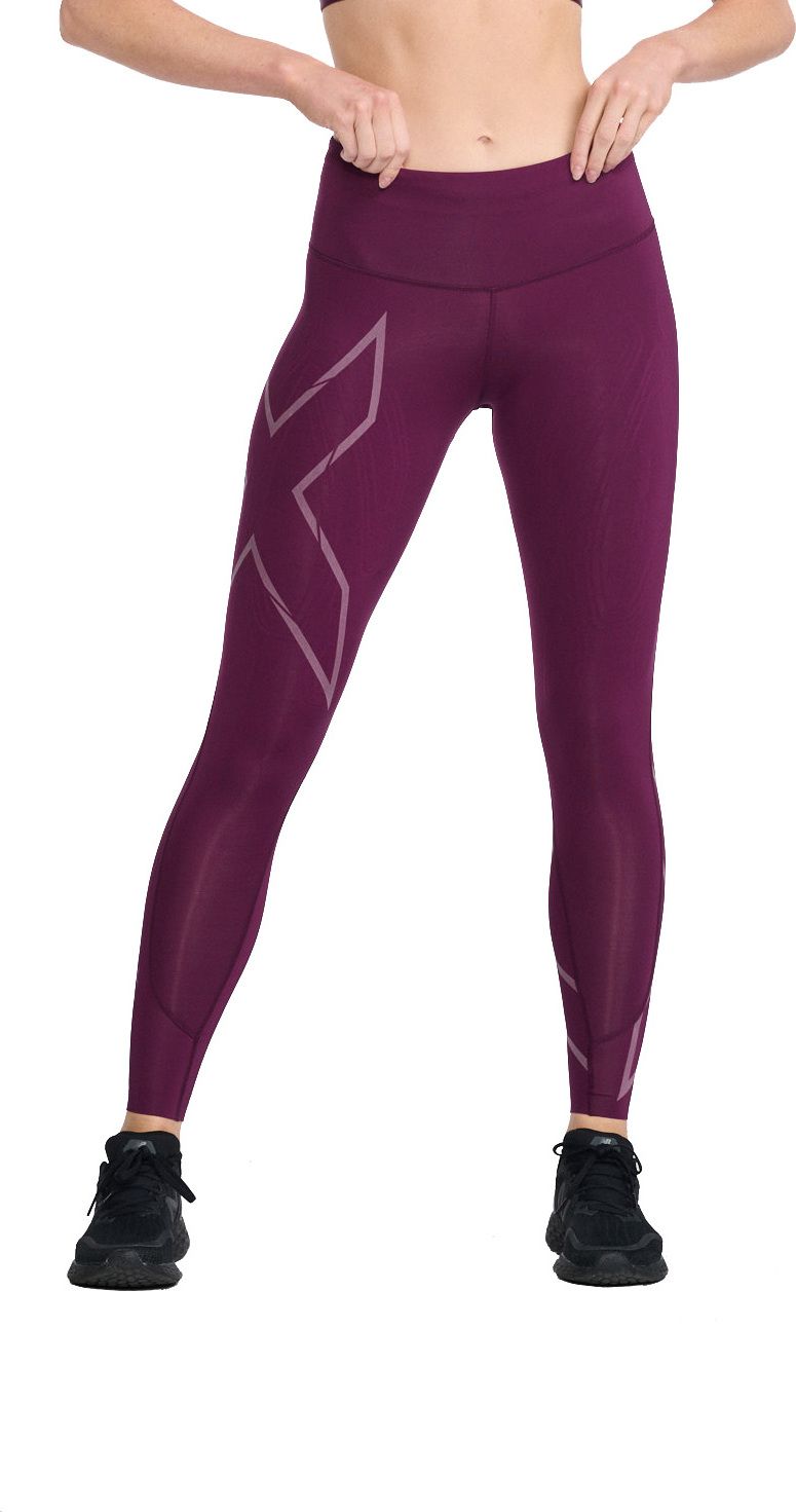 2XU Women's Light Speed Mid-Rise Compression Tights Beet/Beet Reflective