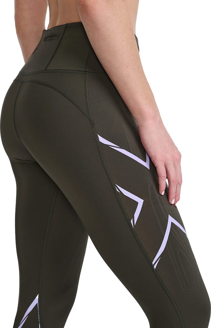 2XU Women's Light Speed Mid-Rise Compression Tights Flint/Lavender Reflective 2XU