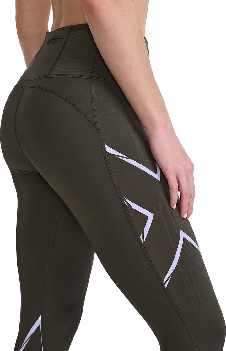 Women's Light Speed Mid-Rise Compression Tights FLINT/LAVENDER REFLECTIVE 2XU