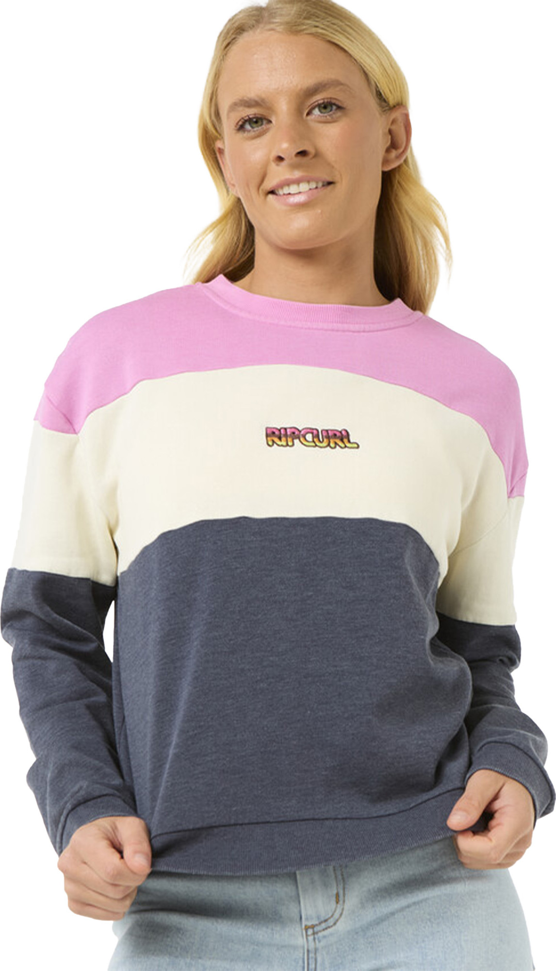 Rip Curl Women's Las Dalias Colourblock Crew Navy Långärmade vardagströjor S