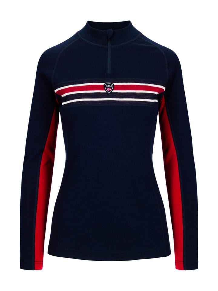 Dale of Norway Aksla Feminine Baselayer Half Zip Navy Red Offwhite Dale of Norway
