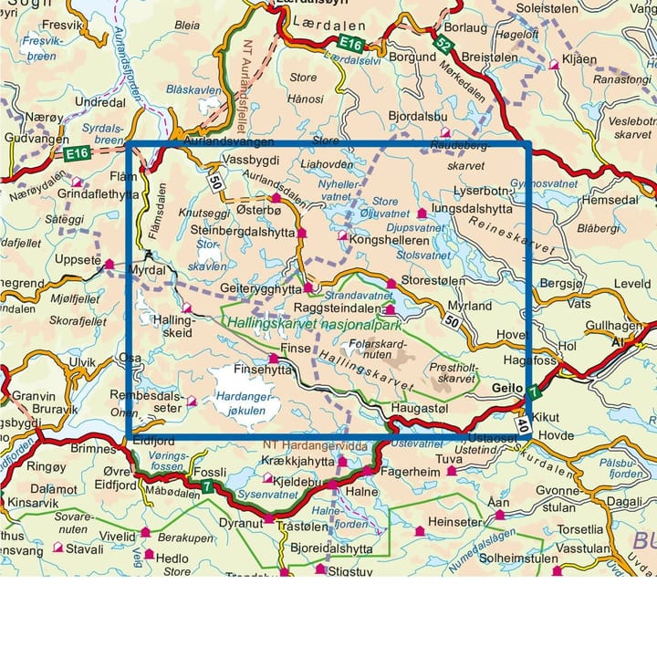 Nordeca Hallingskarvet Nasjonalpark 1:50 000 Topo 3000 Ugland IT