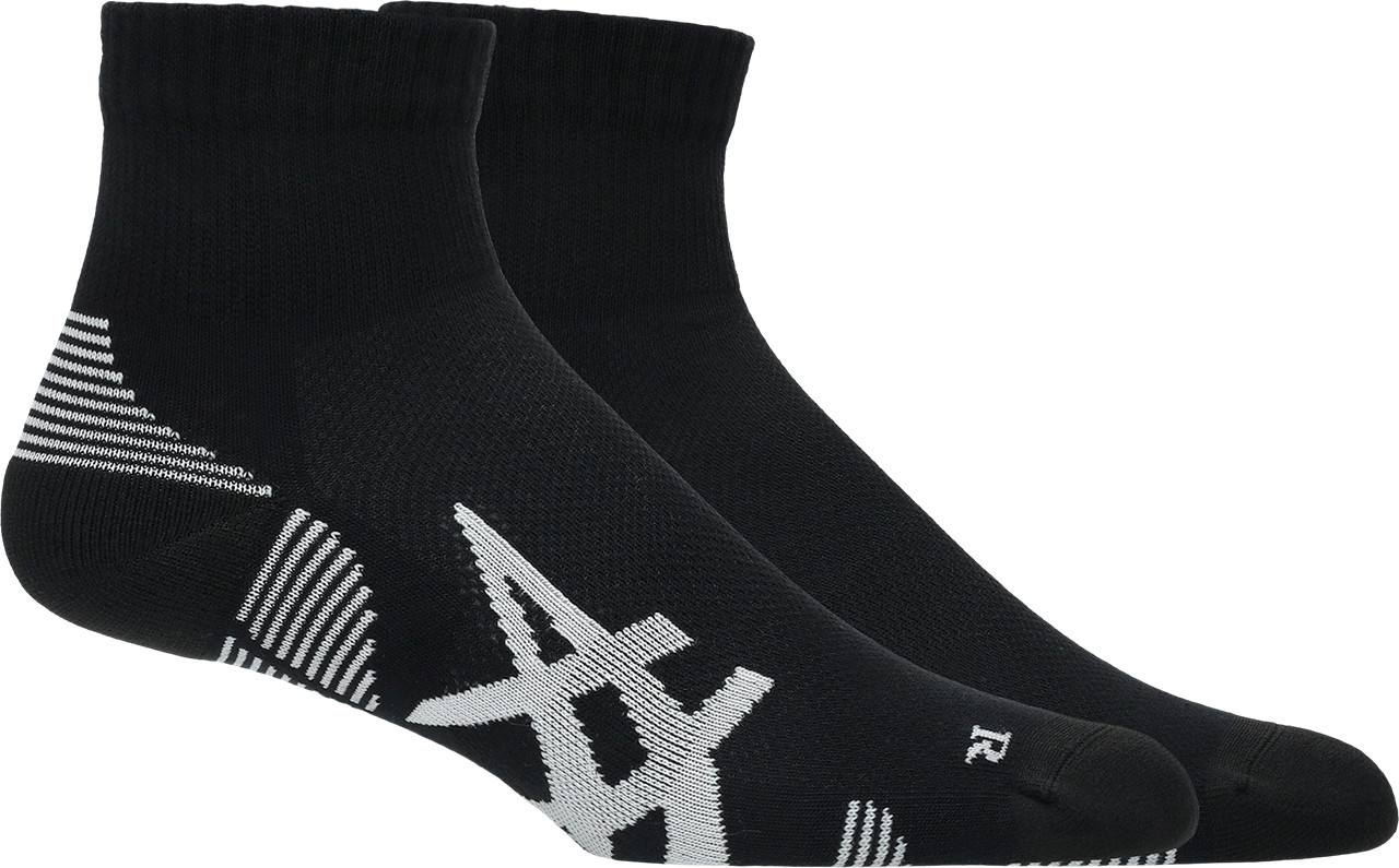 Asics 2 Pack Cushioned Run Quarter Sock Performance Black/Performance Black